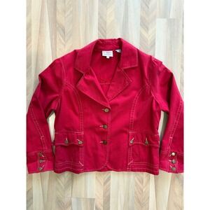 Roper Red Cotton Denim Trucker Jacket Blazer Style Women's XL